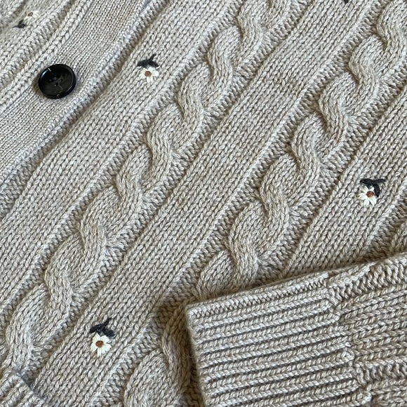 NWT The Great. Oatmeal Embroidered Cardigan Sweater. Size 0. - Picture 7 of 10